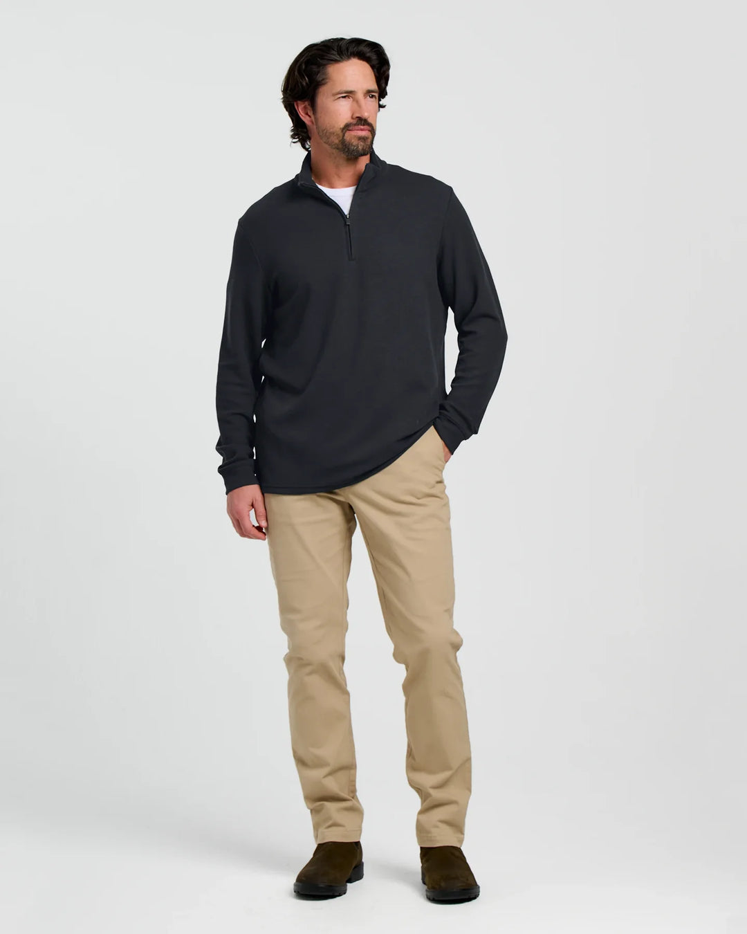 Free Fly Men's Waffle Quarter Zip: Black