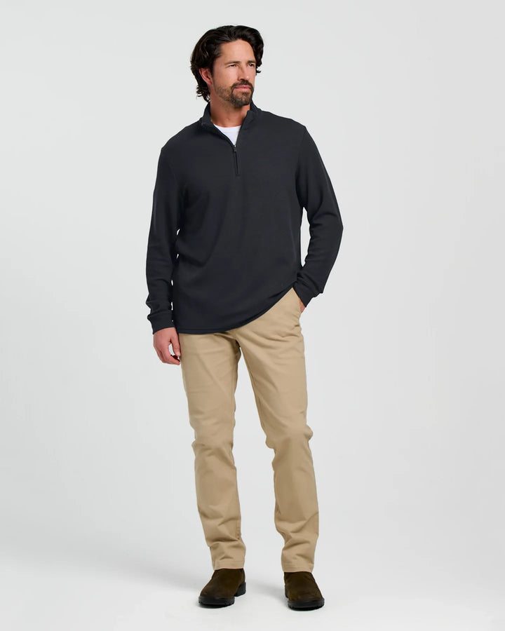 Free Fly Men's Waffle Quarter Zip: Black