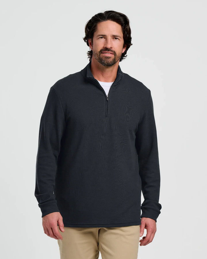 Free Fly Men's Waffle Quarter Zip: Black