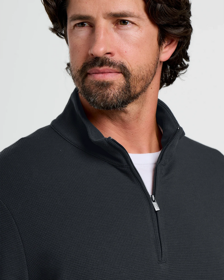 Free Fly Men's Waffle Quarter Zip: Black