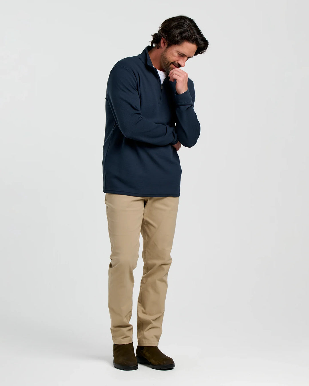 Free Fly Men's Waffle Quarter Zip: Deep Navy
