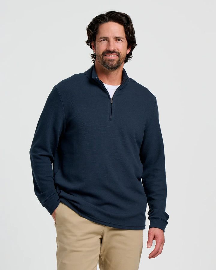Free Fly Men's Waffle Quarter Zip: Deep Navy