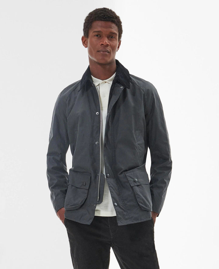 Barbour Ashby Waxed Jacket: Grey/Classic