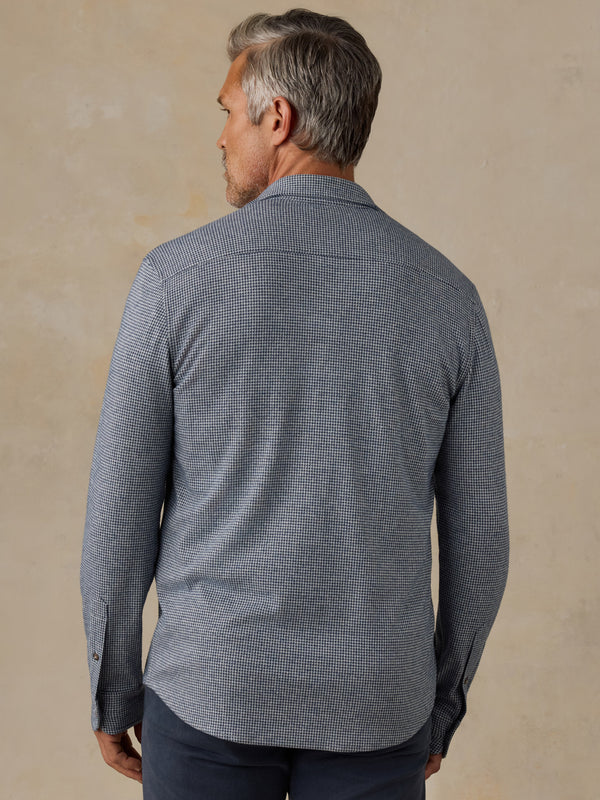Faherty Legend Sweater Shirt: Navy Cream Pincheck