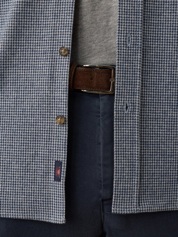 Faherty Legend Sweater Shirt: Navy Cream Pincheck