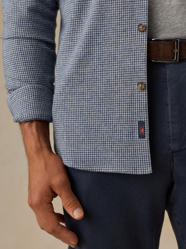 Faherty Legend Sweater Shirt: Navy Cream Pincheck