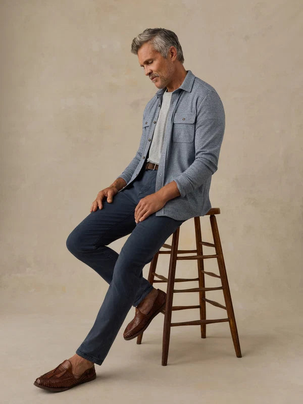 Faherty Legend Sweater Shirt: Navy Cream Pincheck