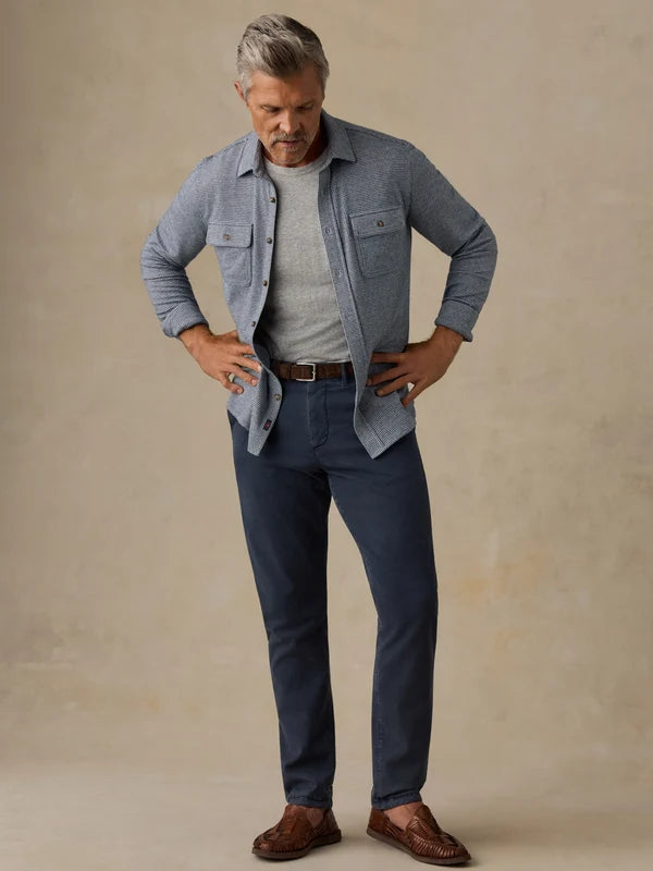 Faherty Legend Sweater Shirt: Navy Cream Pincheck