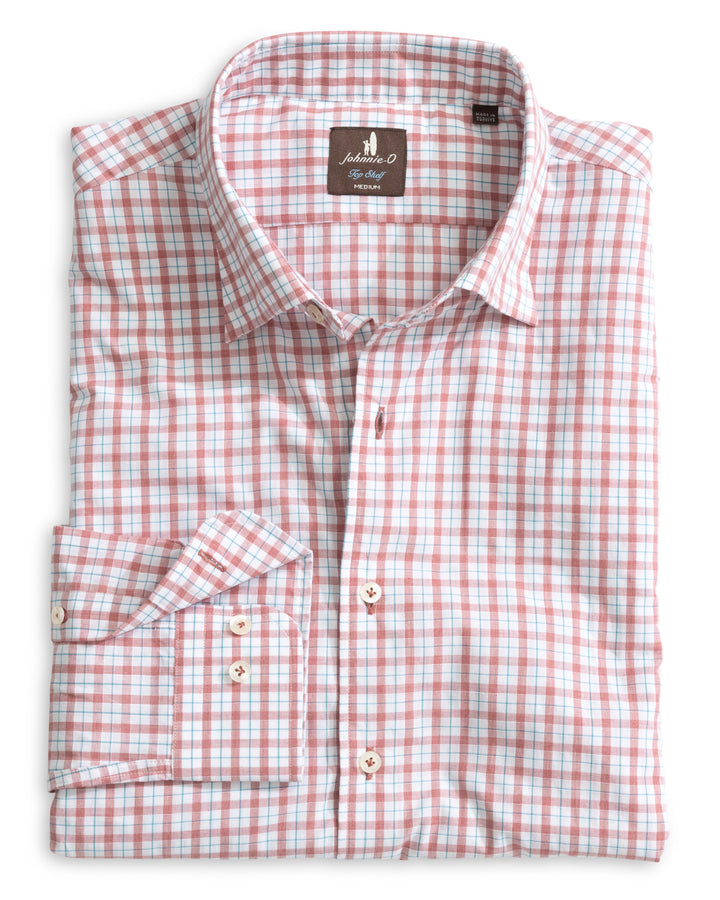 Johnnie-O Top Shelf Trauber Sport Shirt: Malibu Red