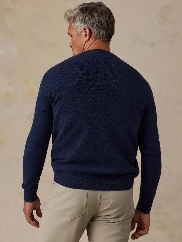 Faherty Jackson Crew Sweater: Navy Heather