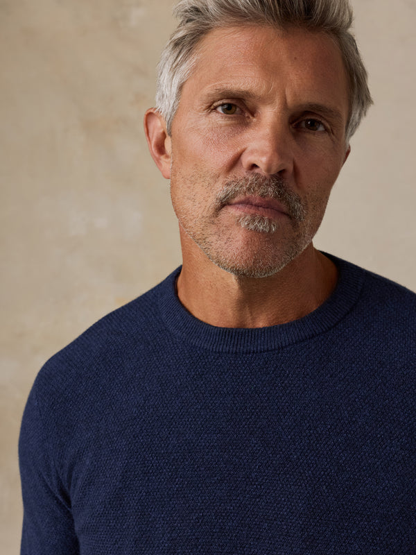 Faherty Jackson Crew Sweater: Navy Heather