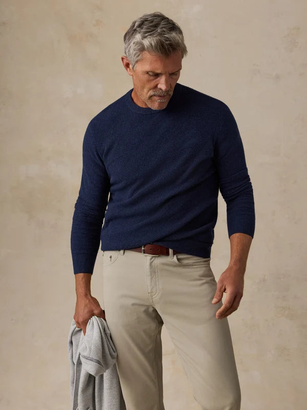 Faherty Jackson Crew Sweater: Navy Heather