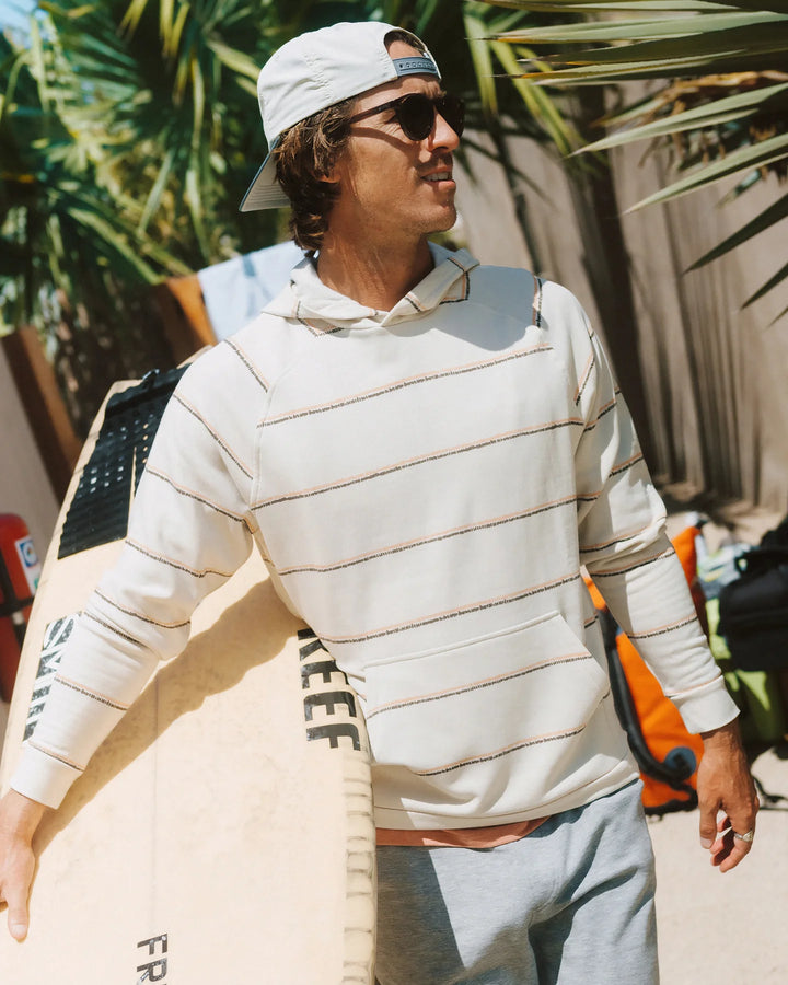 Free Fly Men's Bamboo Lightweight Fleece Hoodie: Dash Double Stripe Birch