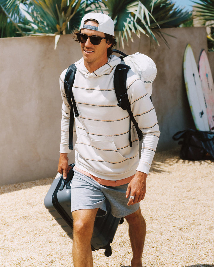 Free Fly Men's Bamboo Lightweight Fleece Hoodie: Dash Double Stripe Birch