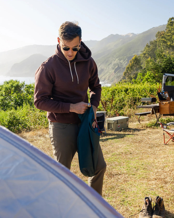 Free Fly Men's Bamboo Northcoast Fleece Pullover Hoodie: Chestnut