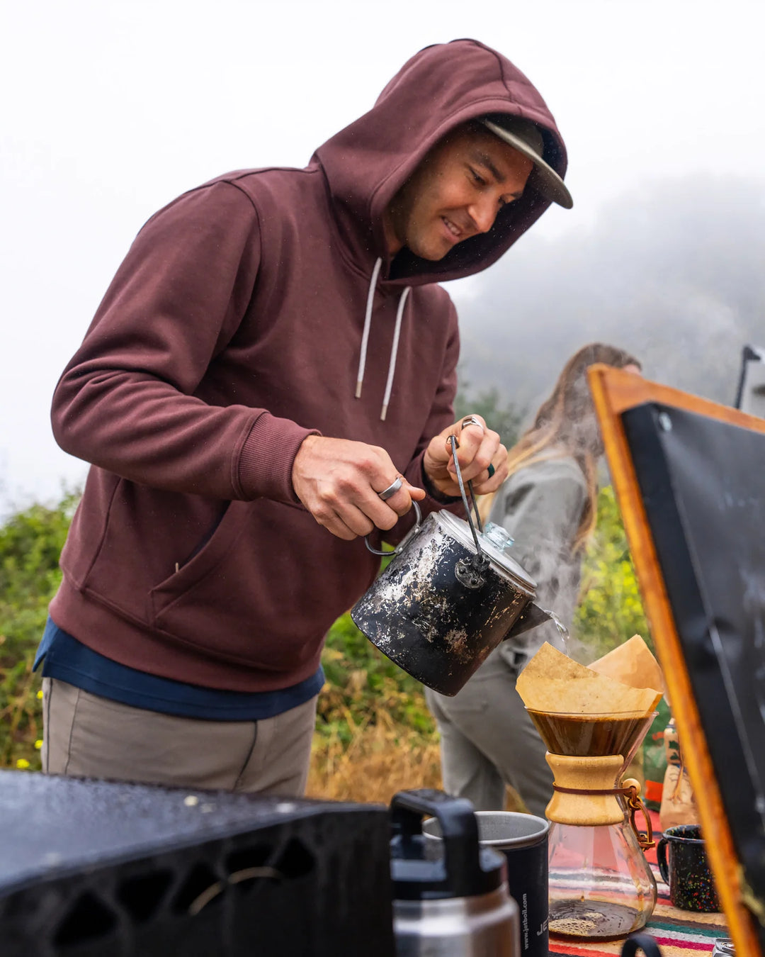 Free Fly Men's Bamboo Northcoast Fleece Pullover Hoodie: Chestnut