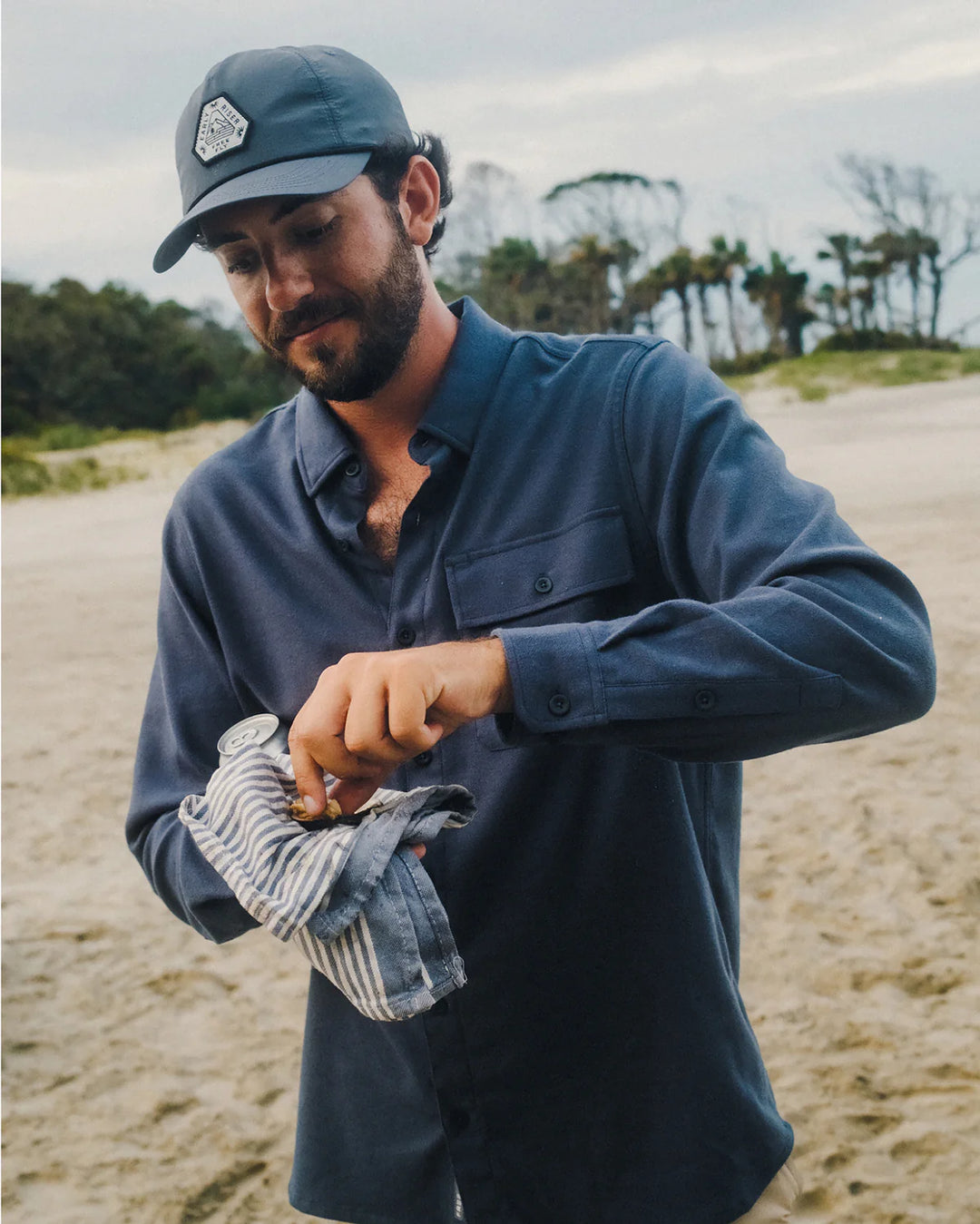 Free Fly Men's Seawool Flannel Shirt: Deep Navy
