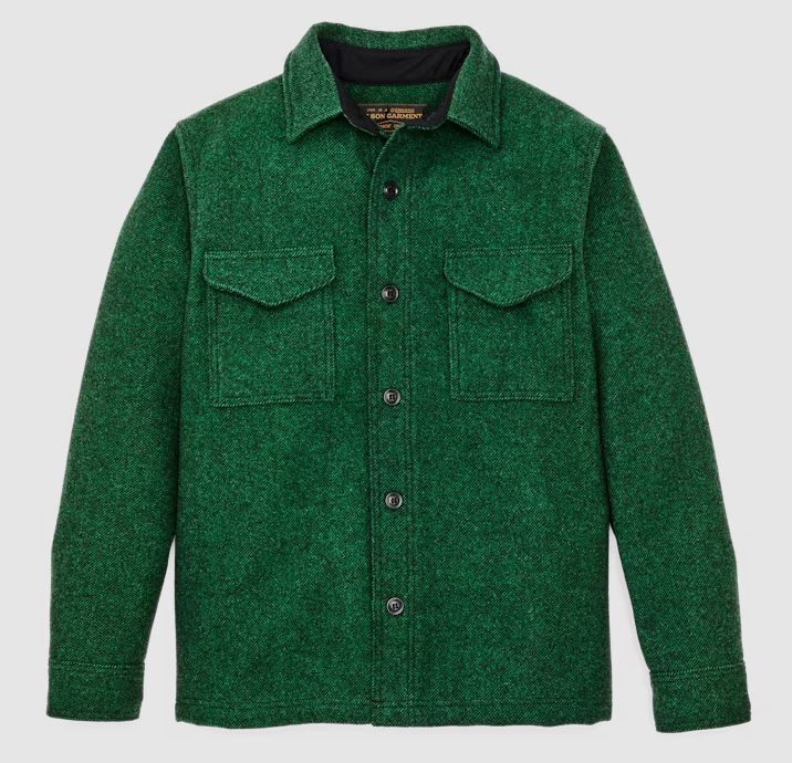 Filson Mackinaw Wool Jac-Shirt: Kelly Green / Black Twill