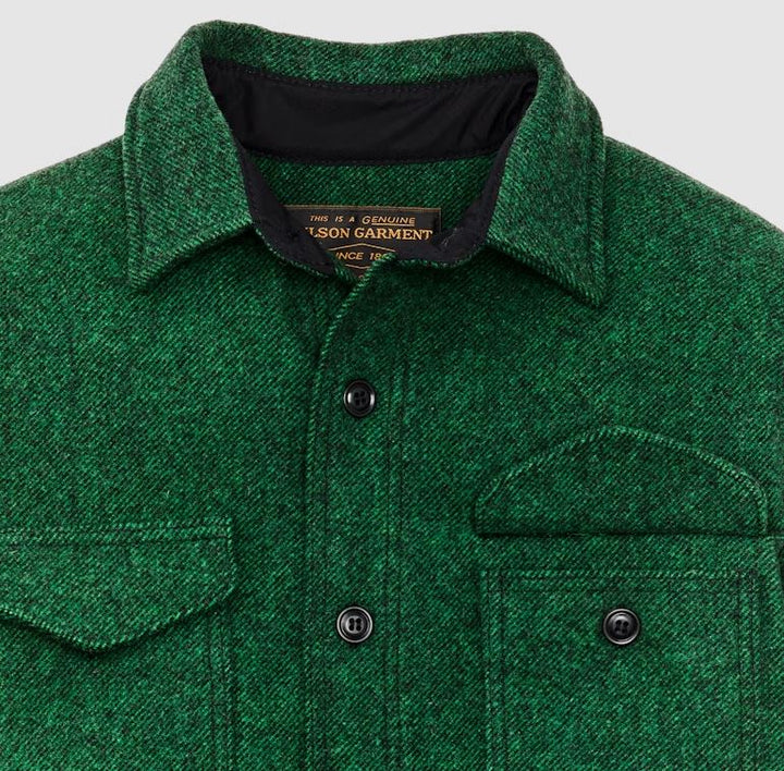 Filson Mackinaw Wool Jac-Shirt: Kelly Green / Black Twill