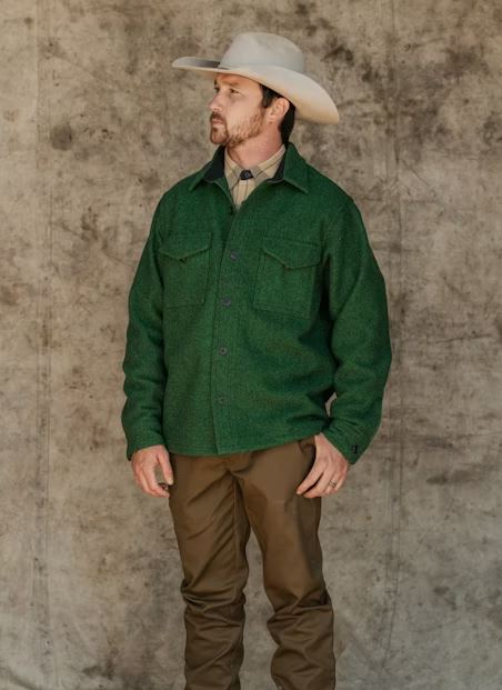 Filson Mackinaw Wool Jac-Shirt: Kelly Green / Black Twill