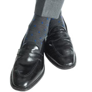 Dapper Classics Charcoal with Cobalt Dots Fine Merino Wool Sock