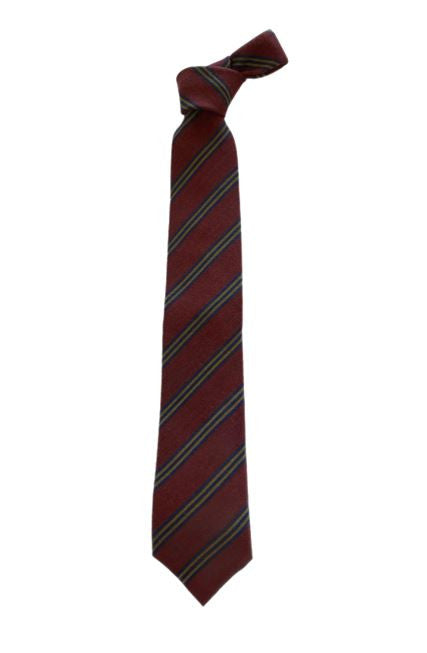 Robert Jensen Stripe Tie: Washed Maroon with Blue