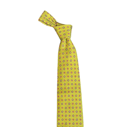 Seaward and Stearn Washed Silk Small Medallion Tie: Green