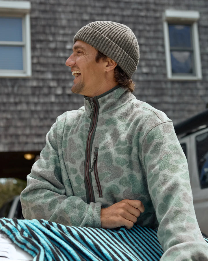 Free Fly Men's Ashridge Fleece Half Zip: Vintage Camo Oil Green