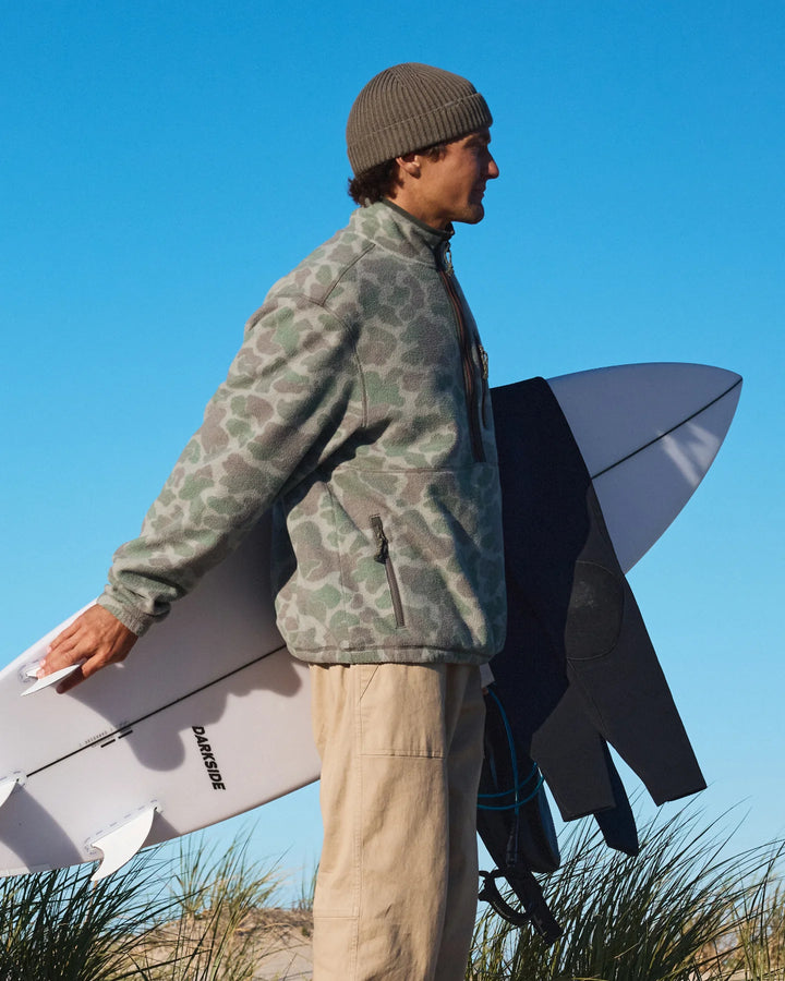 Free Fly Men's Ashridge Fleece Half Zip: Vintage Camo Oil Green