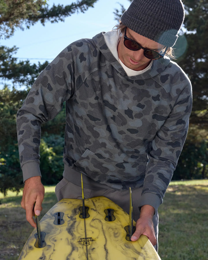 Free Fly Men's Bamboo Lightweight Fleece Hoodie: Vintage Camo Black