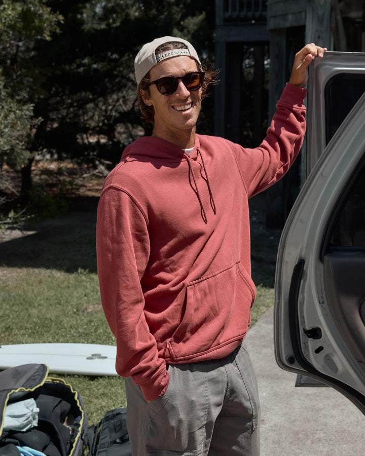 Free Fly Men's Bamboo Northcoast Fleece Pullover Hoodie: Red Currant