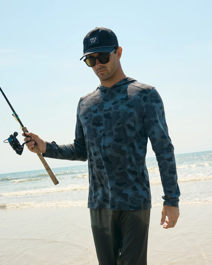 Free Fly Men's Bamboo Shade Hoodie: Vintage Camo Black