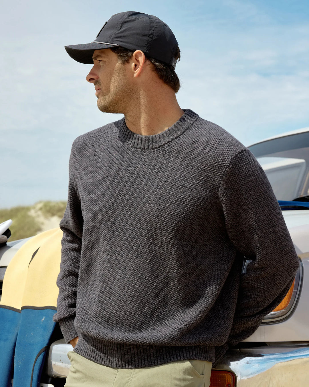 Free Fly Men's Coastloom Crew Sweater: Heather Anthracite