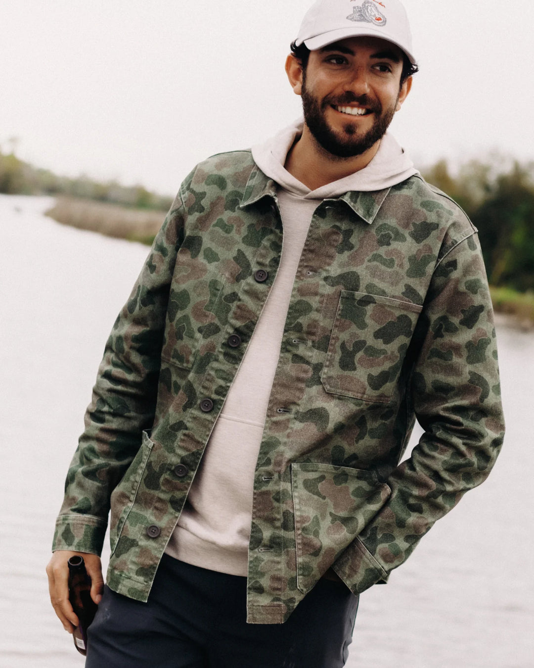 Free Fly Folly Twill Chore Coat: Vintage Camo Oil Green