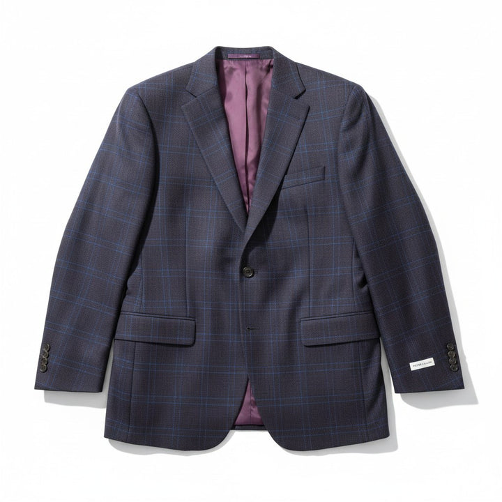Peter Millar Flynn Sportcoat: Merlot with Blue Windowpane