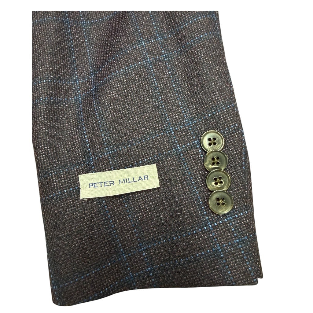 Peter Millar Flynn Sportcoat: Merlot with Blue Windowpane