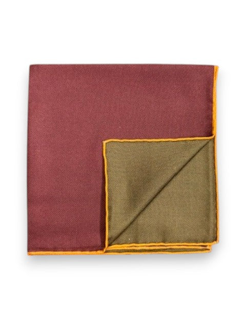 Seaward and Stearn Reversible Solid Pocket Square: Merlot w/ Mustard Trim