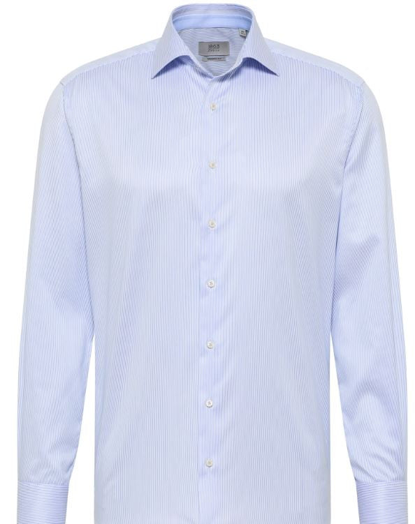 Eterna Slim Fit Shirt: Light Blue Stripe