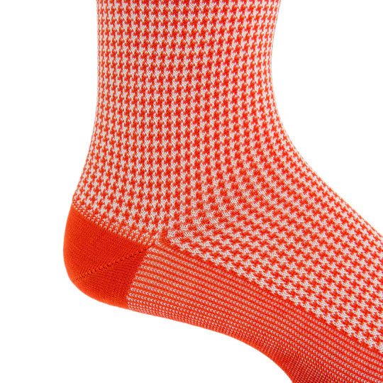Dapper Classics Tigerlily and Cream Houndstooth Cotton Sock