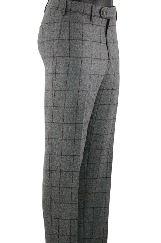 Ballin Geelong Lambswool Windowpane Houston: Mid Grey