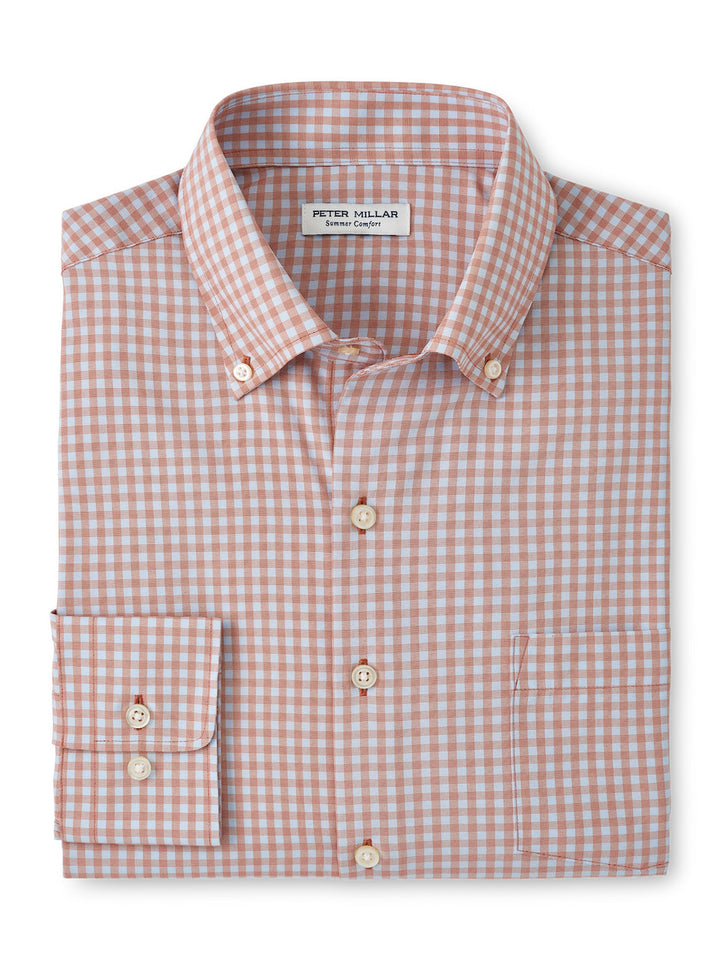 Peter Millar Murray Performance Poplin Sport Shirt: Burnt Orange