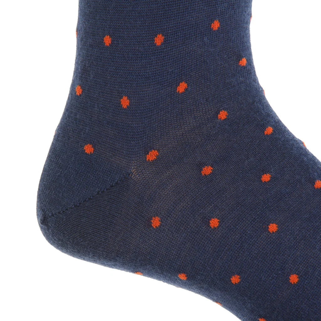 Dapper Classics Navy and Orange Dot Sock