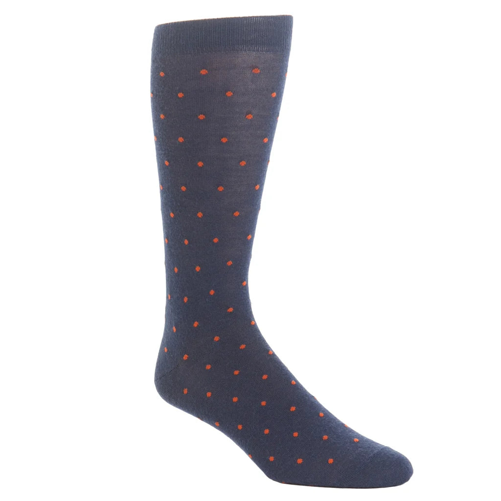 Dapper Classics Navy and Orange Dot Sock