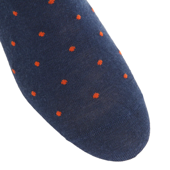 Dapper Classics Navy and Orange Dot Sock