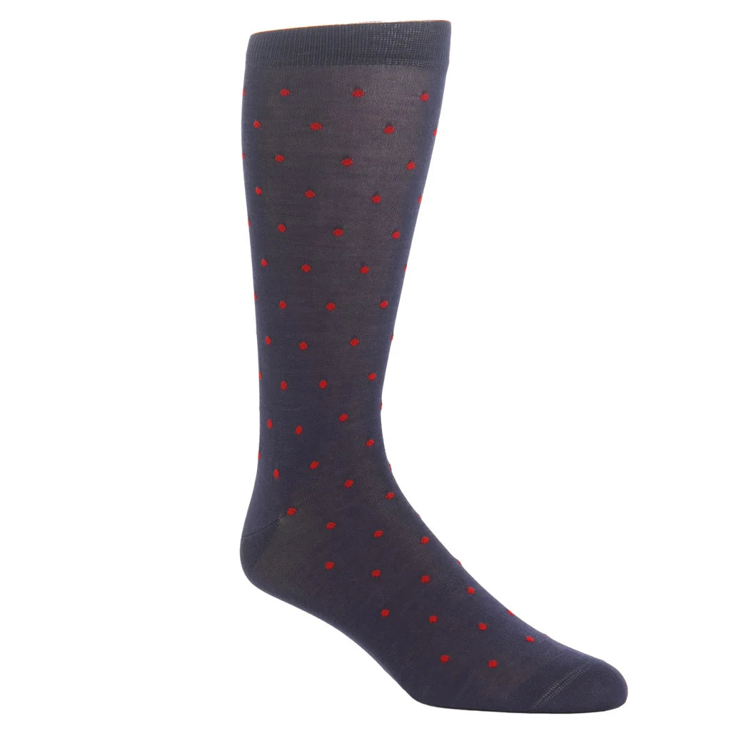 Dapper Classics Navy/Red Dot Sock