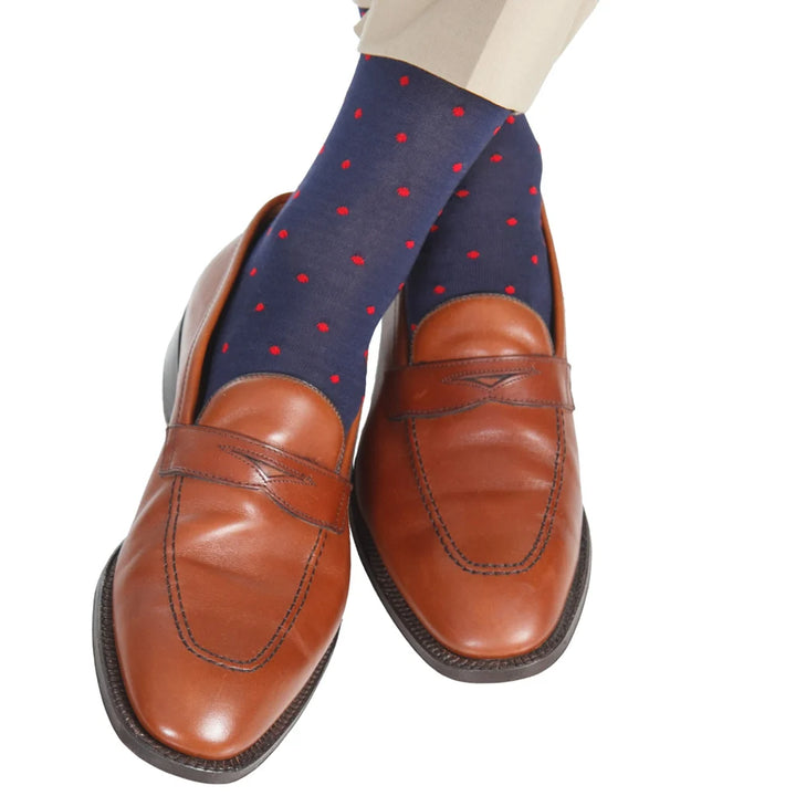 Dapper Classics Navy/Red Dot Sock