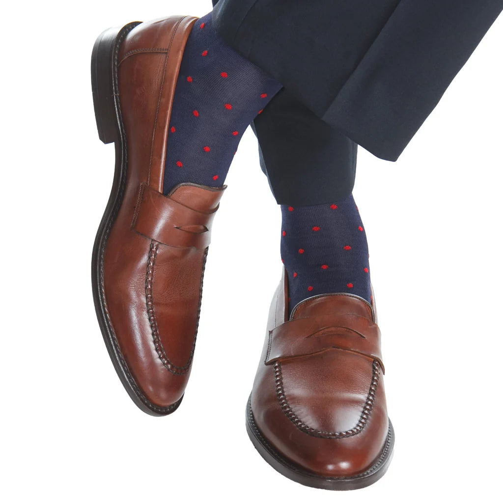 Dapper Classics Navy/Red Dot Sock