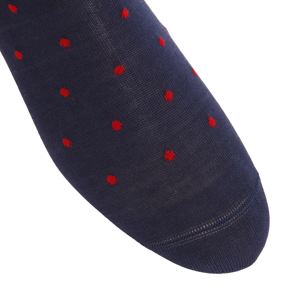 Dapper Classics Navy/Red Dot Sock