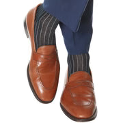 Dapper Classics Navy with Ash Vertical Stripe Cotton Sock