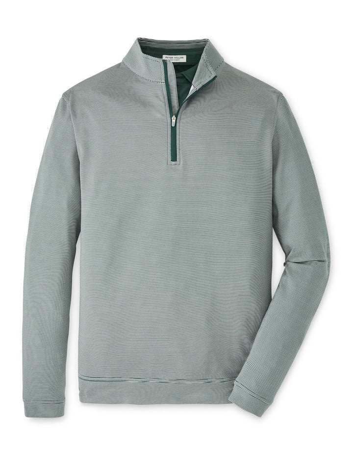 Peter Millar Perth Sugar Stripe Performance Quarter-Zip: Nordic Pine